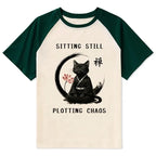 Kyoto-Lion Sitting Still Plotting Chaos Calming Zen Cat Funny Raglan T-shirt