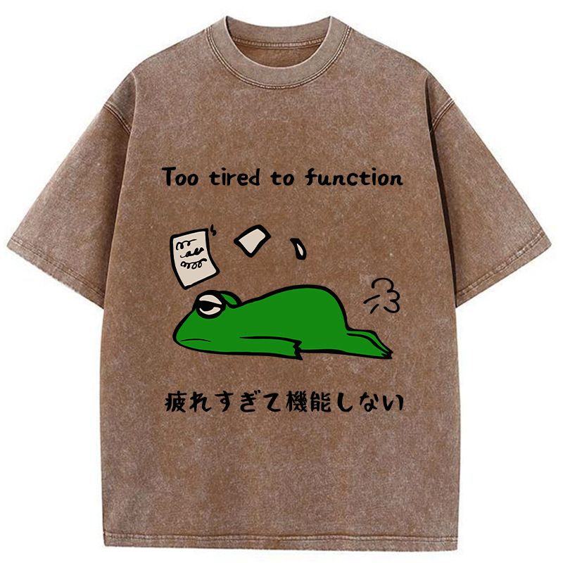 Kyoto-Lion Too Tired To Work Properly Washed T-Shirt