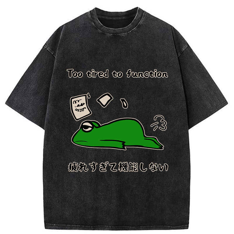 Kyoto-Lion Too Tired To Work Properly Washed T-Shirt