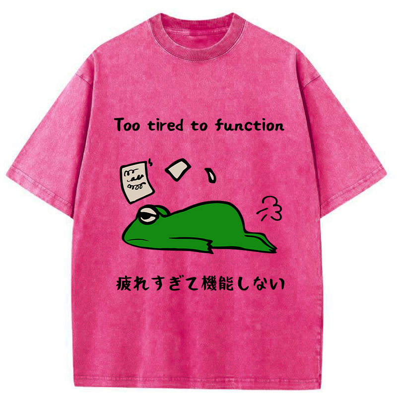Kyoto-Lion Too Tired To Work Properly Washed T-Shirt
