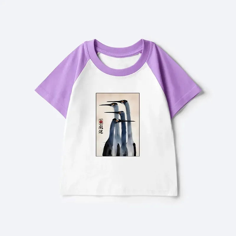 Japanese Retro Kids Raglan T-Shirt