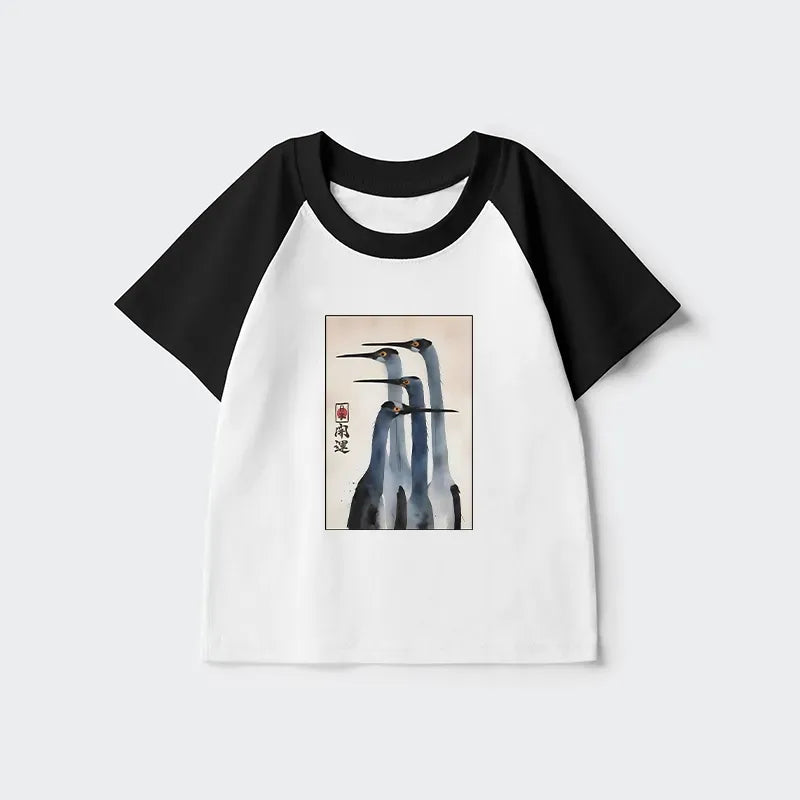 Japanese Retro Kids Raglan T-Shirt