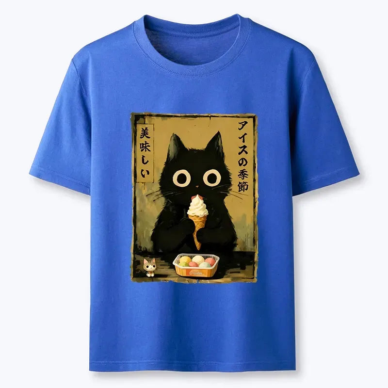 Japanese Black Cat Ice Cream Tee