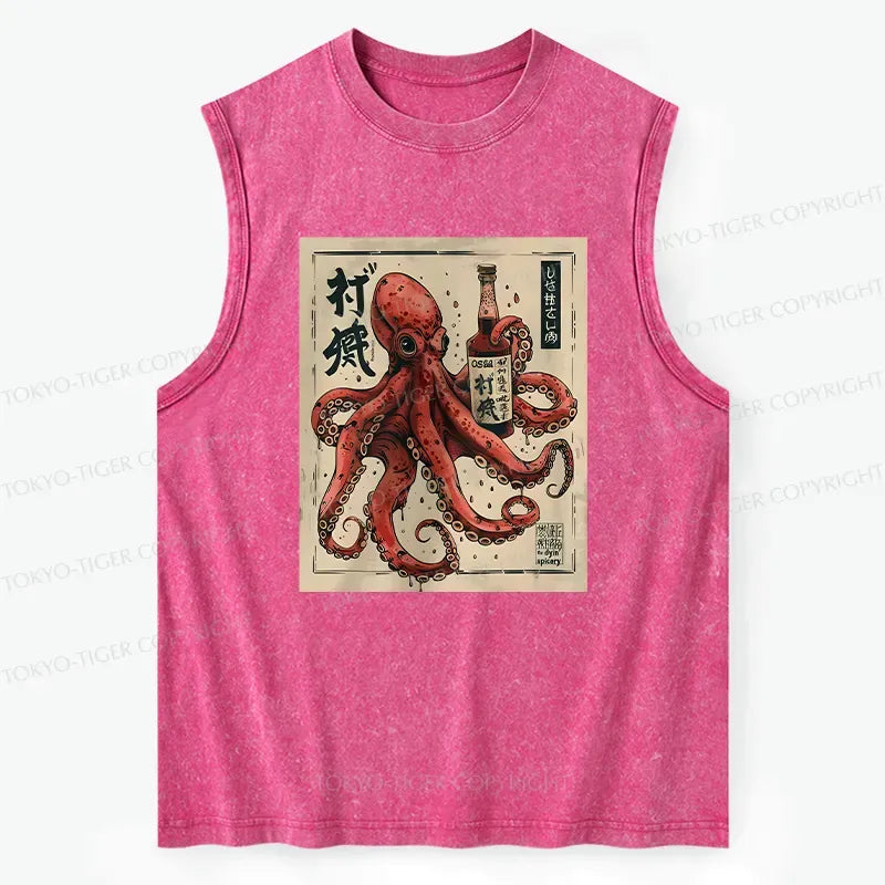 japanese octopus washed tank top