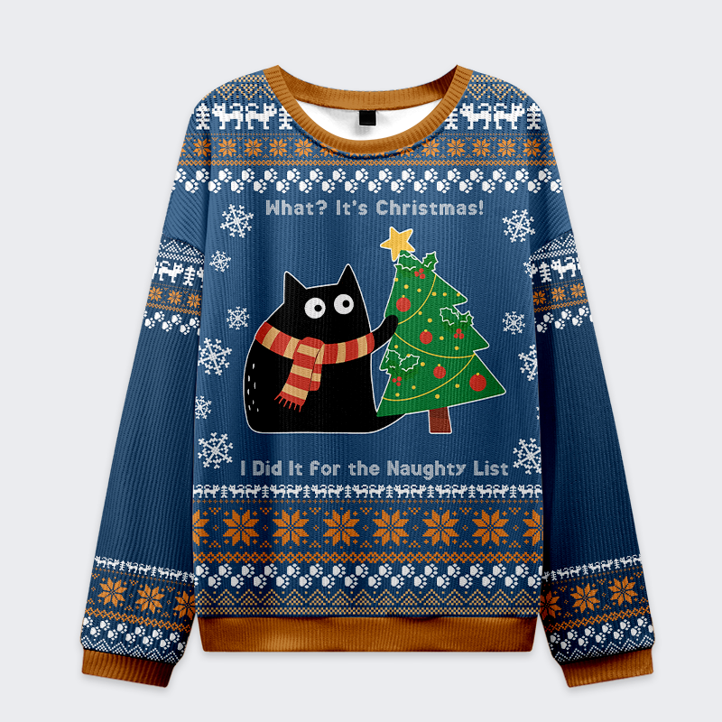 Japanese ugly christmas cat sweatshirt gift idea