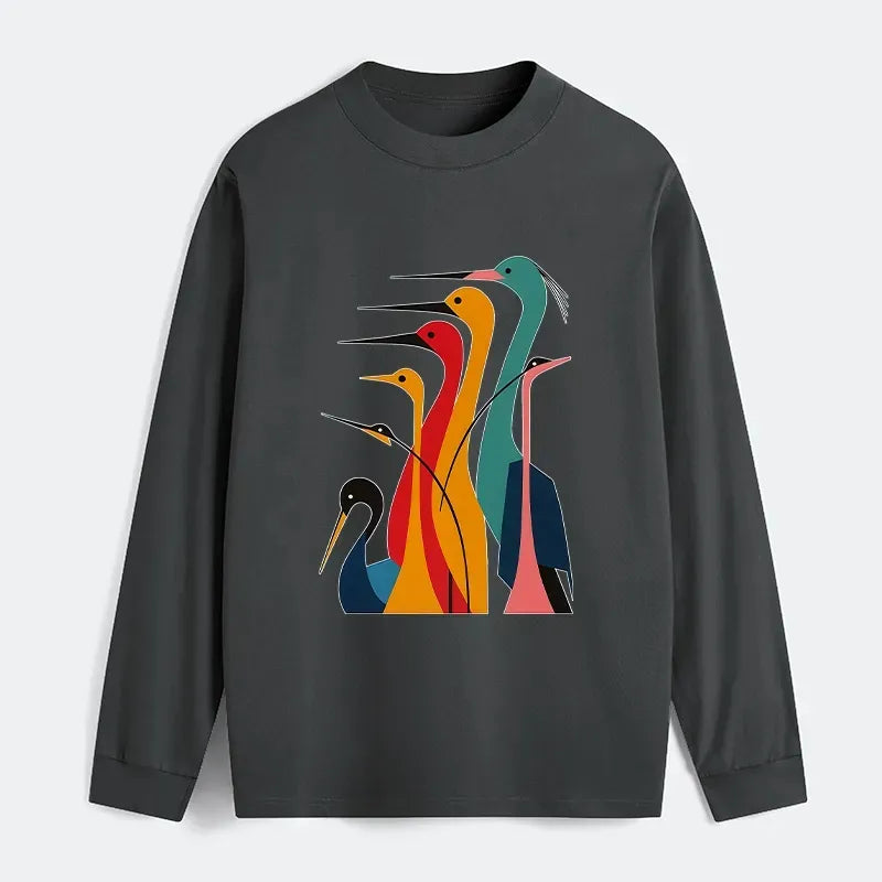 Kyoto-Lion Various Types Of Cranes Classic Long Sleeve T-Shirt