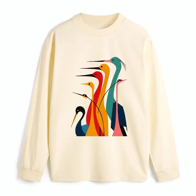 Kyoto-Lion Various Types Of Cranes Classic Long Sleeve T-Shirt