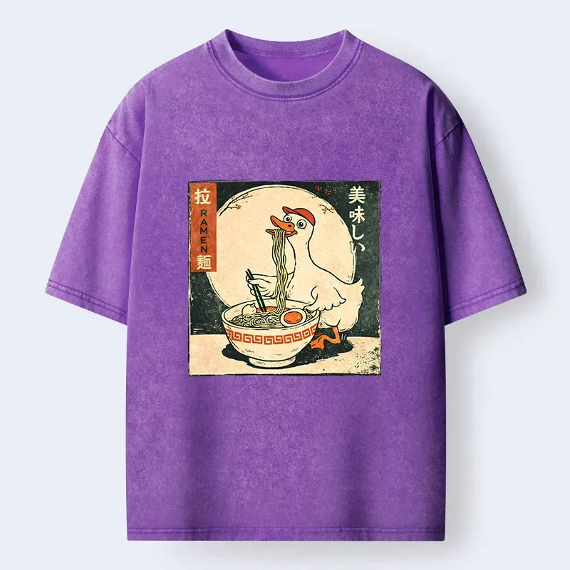 Kyoto-Lion Retro Duck Ramen Washed T-Shirt