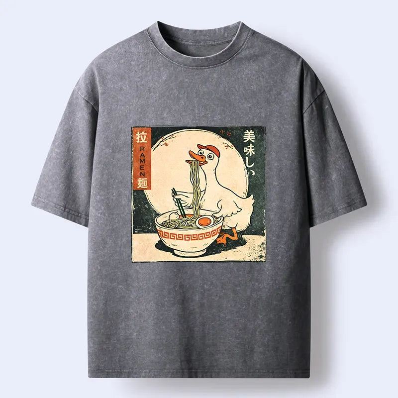 Kyoto-Lion Retro Duck Ramen Washed T-Shirt