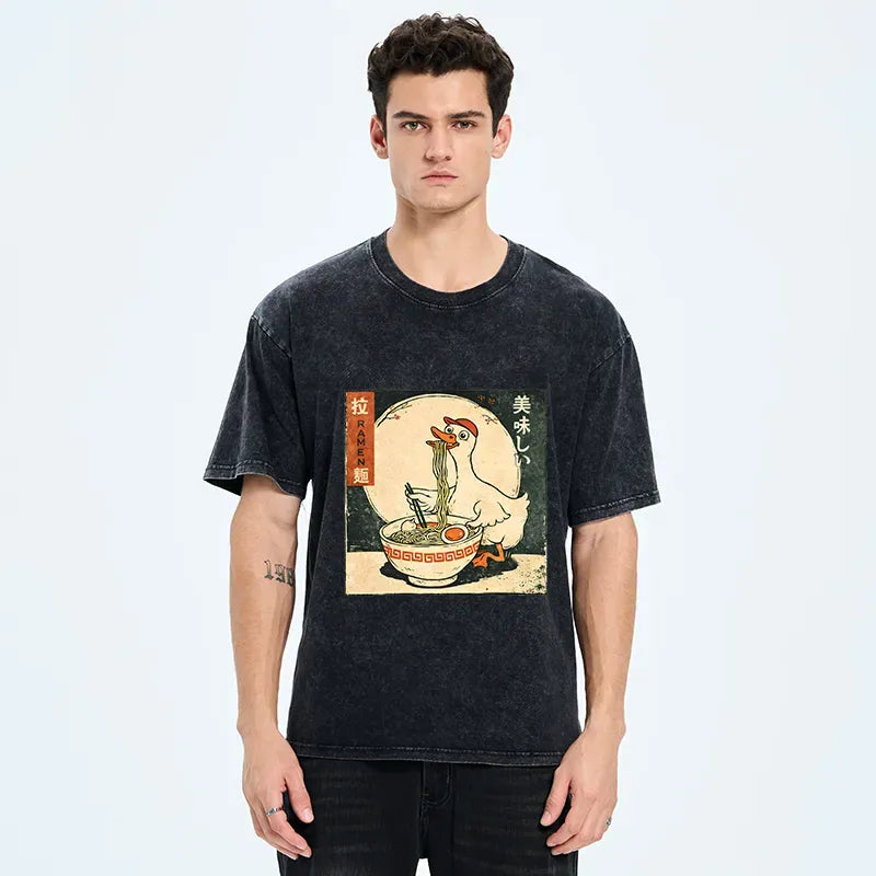 Kyoto-Lion Retro Duck Ramen Washed T-Shirt