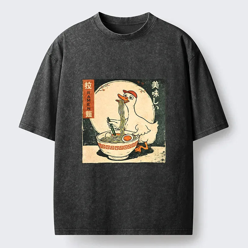 Kyoto-Lion Retro Duck Ramen Washed T-Shirt