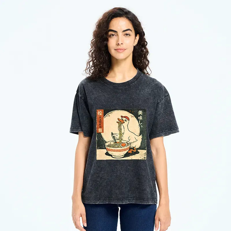 Kyoto-Lion Retro Duck Ramen Washed T-Shirt