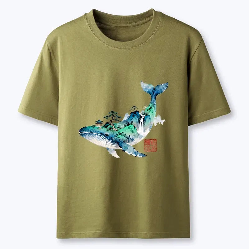 Kyoto-Lion Whale Ink Painting Landscape Classic T-Shirt