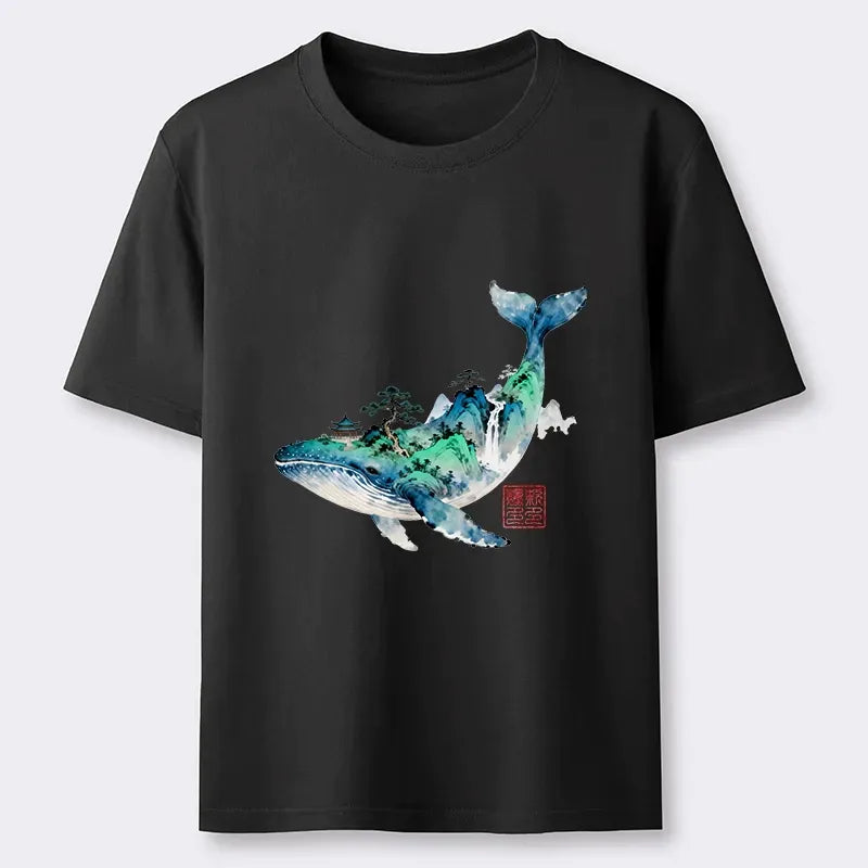 Japanese Whale Ink Painting T-Shirt