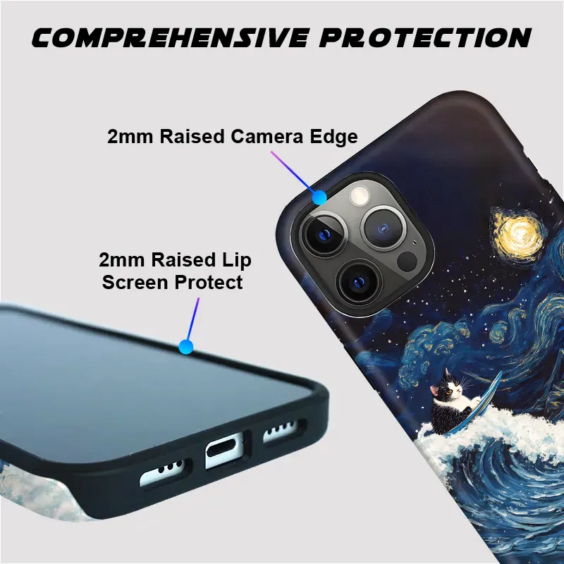 Japanese wave cat phone case