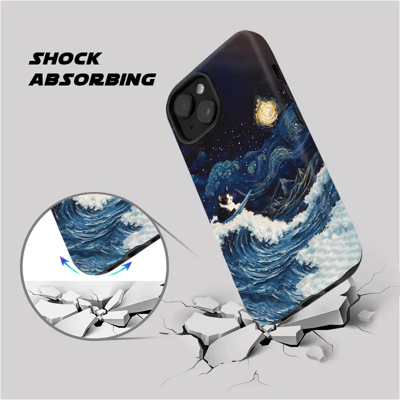 Kyoto-Lion The Great Wave Off Cat Phone Case