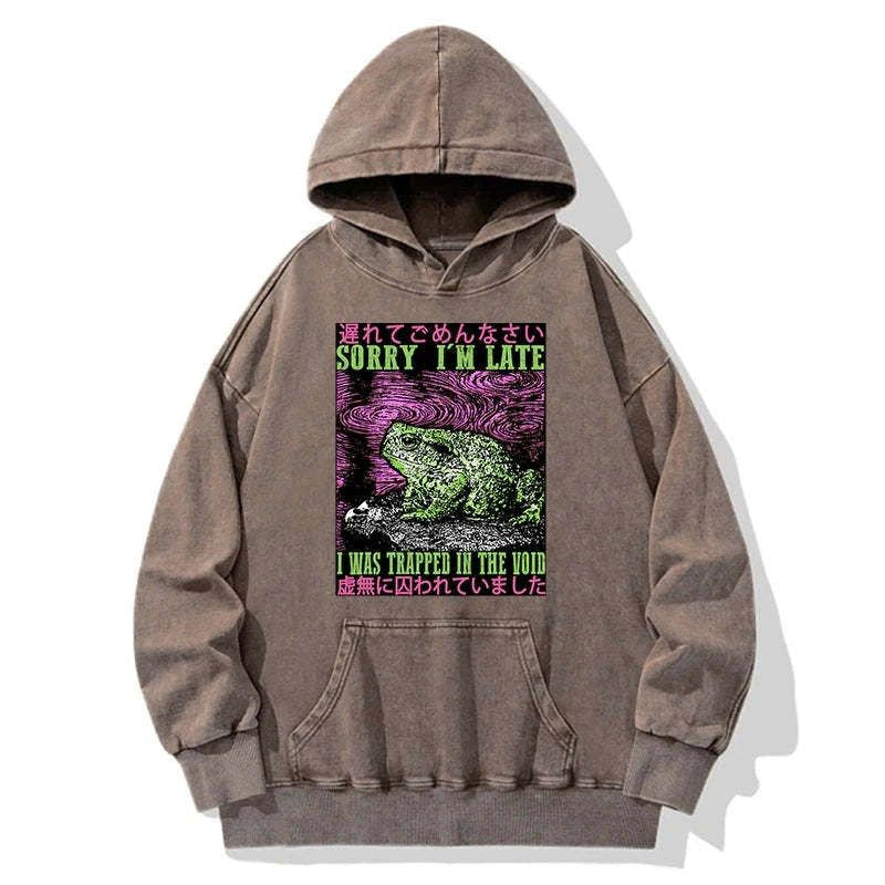 Kyoto-Lion Frogs Trapped In The Void Washed Hoodie
