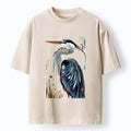 Kyoto-Lion Stylish Blue Heron Washed T-Shirt