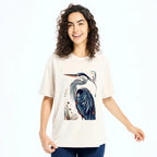 Kyoto-Lion Stylish Blue Heron Washed T-Shirt