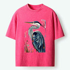 Kyoto-Lion Stylish Blue Heron Washed T-Shirt