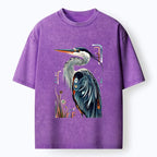 Kyoto-Lion Stylish Blue Heron Washed T-Shirt
