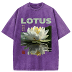 Kyoto-Lion Zen Lotus Poster Washed T-Shirt