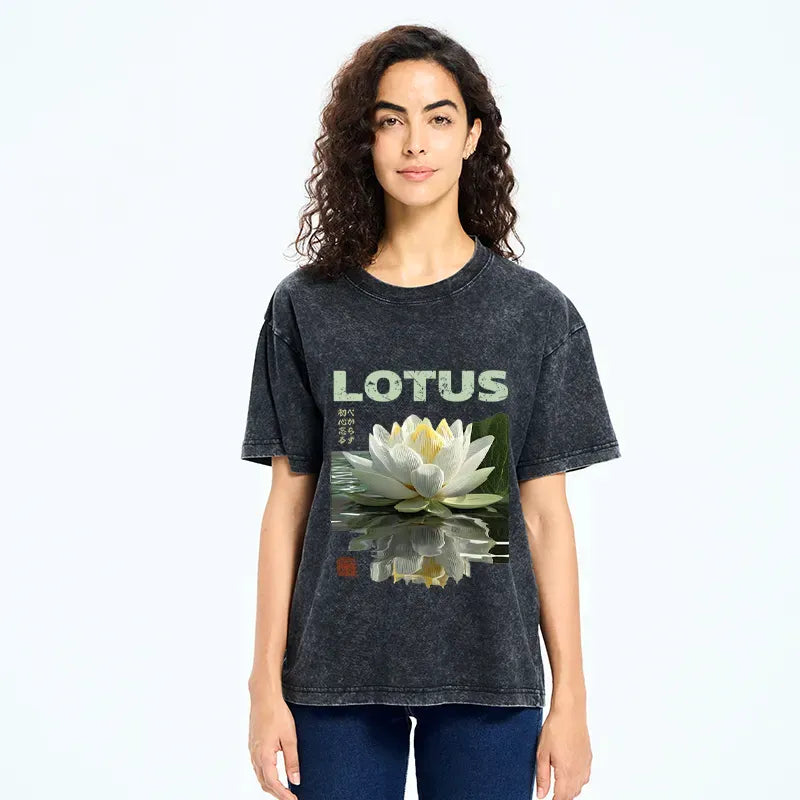 Japanese Zen Lotus Washed T-Shirt
