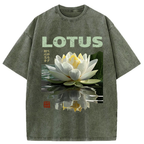 Kyoto-Lion Zen Lotus Poster Washed T-Shirt