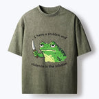 Knife Frog Washed T-Shirt for Streetwear