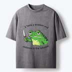 Knife Frog Washed T-Shirt for Streetwear