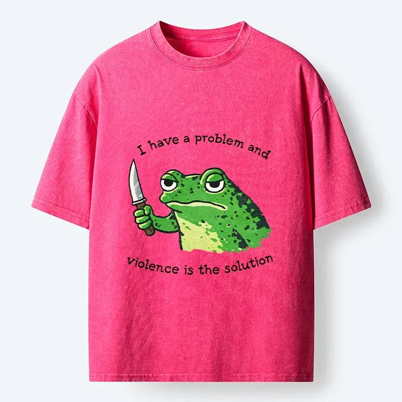 Knife Frog Washed T-Shirt for Streetwear