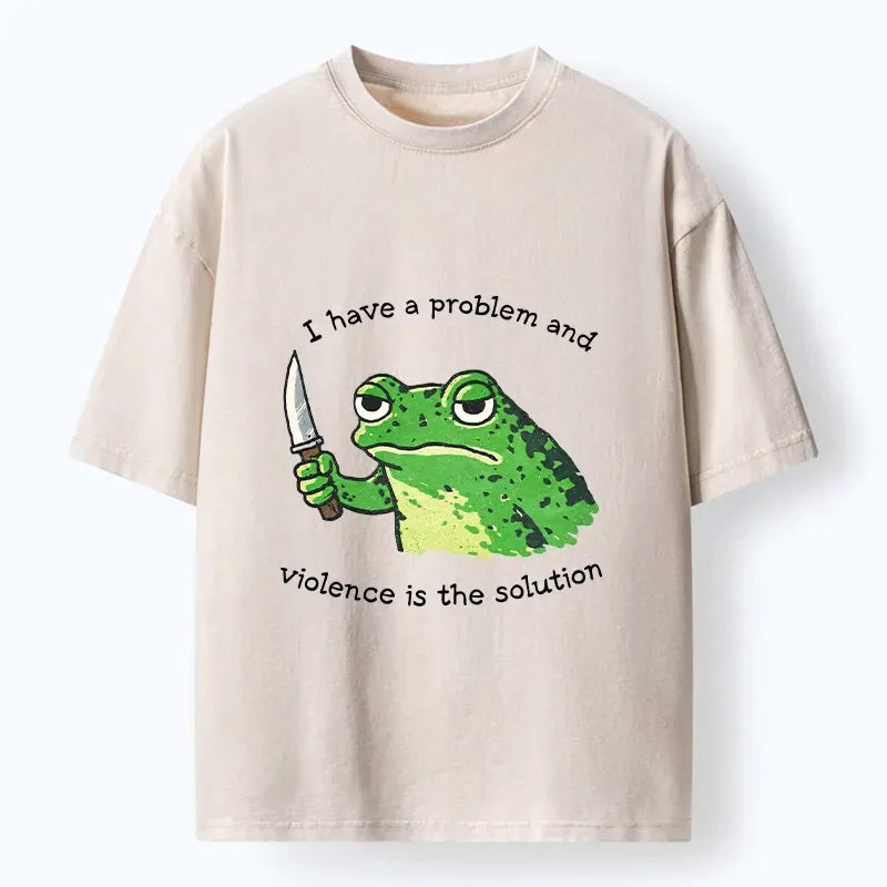 Knife Frog Washed T-Shirt for Streetwear