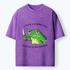 Knife Frog Washed T-Shirt for Streetwear