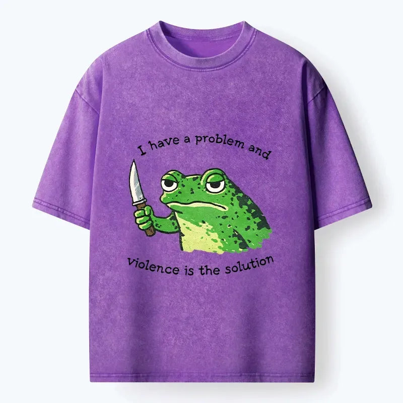 Knife Frog Washed T-Shirt for Streetwear
