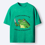 Knife Frog Washed T-Shirt for Streetwear