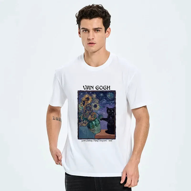 Japanese cat print t-shirt for daily wear