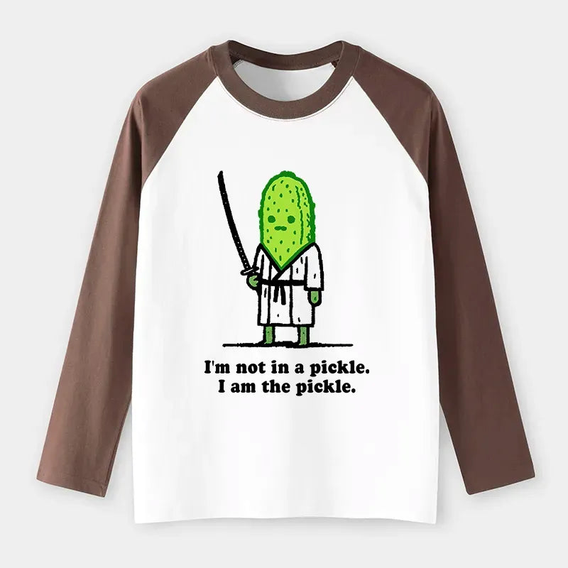 Kyoto-Lion Funny Cucumber Samurai Raglan Long Sleeve T-shirt