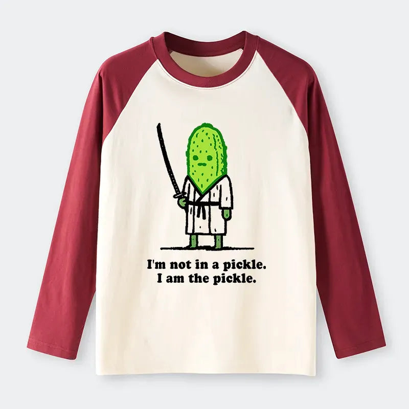 Kyoto-Lion Funny Cucumber Samurai Raglan Long Sleeve T-shirt