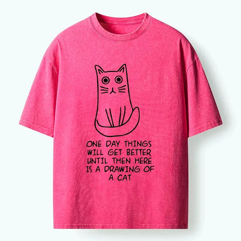 Kyoto-Lion Cat Meme To Cheer You Up Washed T-Shirt