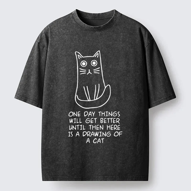 Kyoto-Lion Cat Meme To Cheer You Up Washed T-Shirt