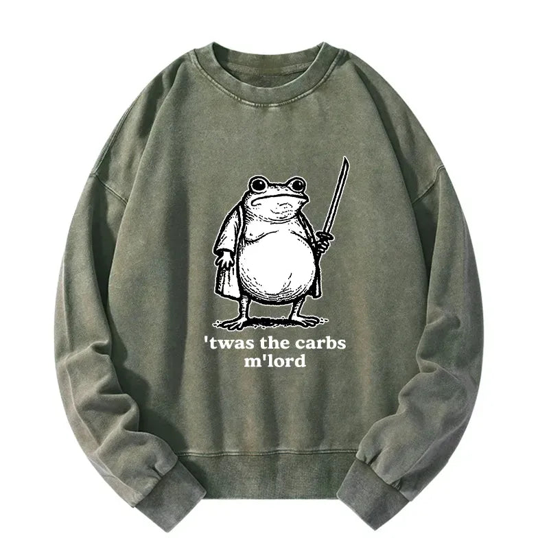 Kyoto-Lion Funny Fat Samurai Frog Washed Sweatshirt