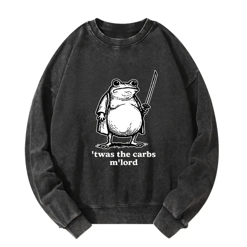 Kyoto-Lion Funny Fat Samurai Frog Washed Sweatshirt