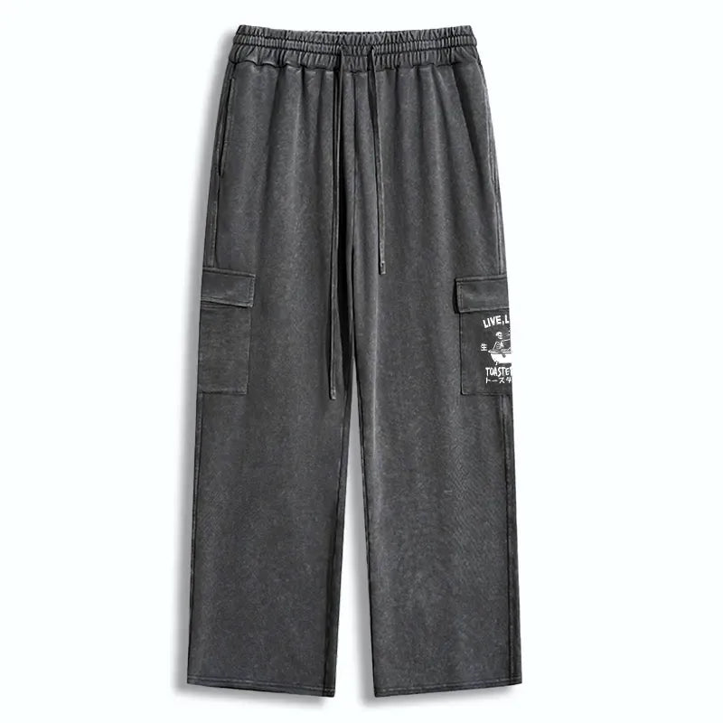 Kyoto-Lion Funny Electric Shock Skeleton Washed Utility Sweatpants