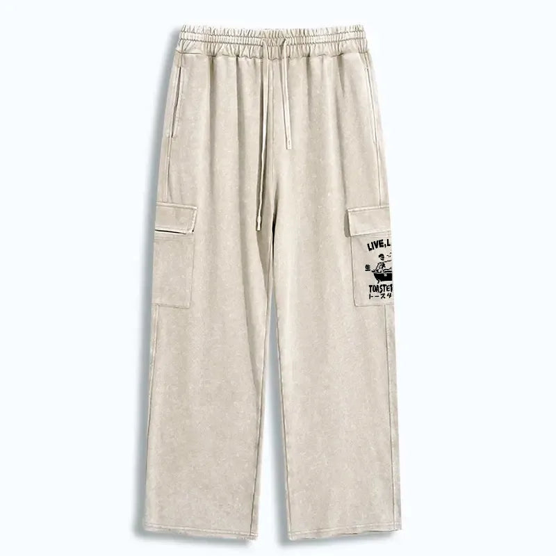 Kyoto-Lion Funny Electric Shock Skeleton Washed Utility Sweatpants