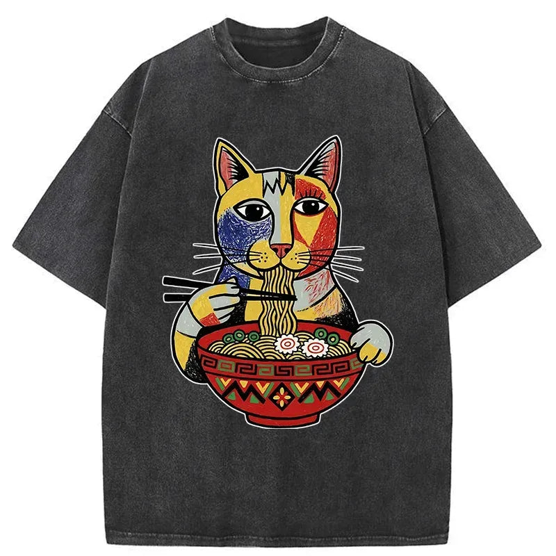 limited edition washed cotton cat t-shirt