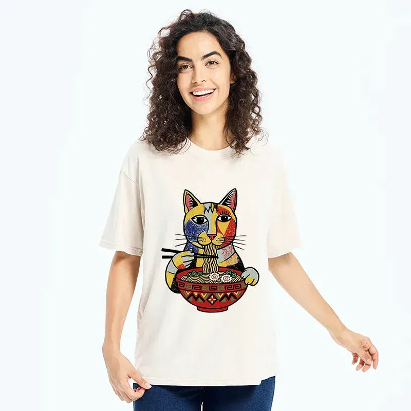 limited edition washed cotton cat t-shirt