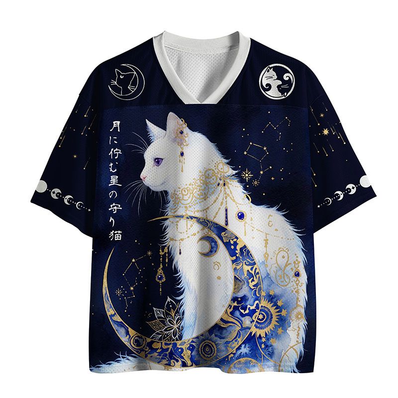 Kyoto-Lion Moon Star Cat Mesh Jersey