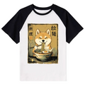 Kyoto-Lion Happy Shiba Eating Ramen Raglan T-shirt