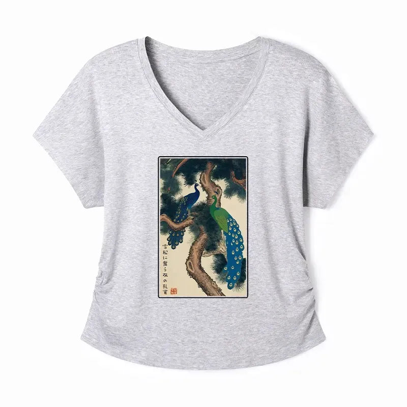 Japanese peacock t-shirt for women