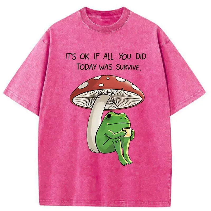 Kyoto-Lion Frog That Is Indifferent To Everything Washed T-Shirt